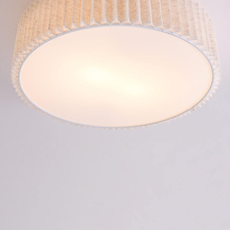 Plafondlamp Vexel met geplooide kap Ø40 cm - gebroken wit