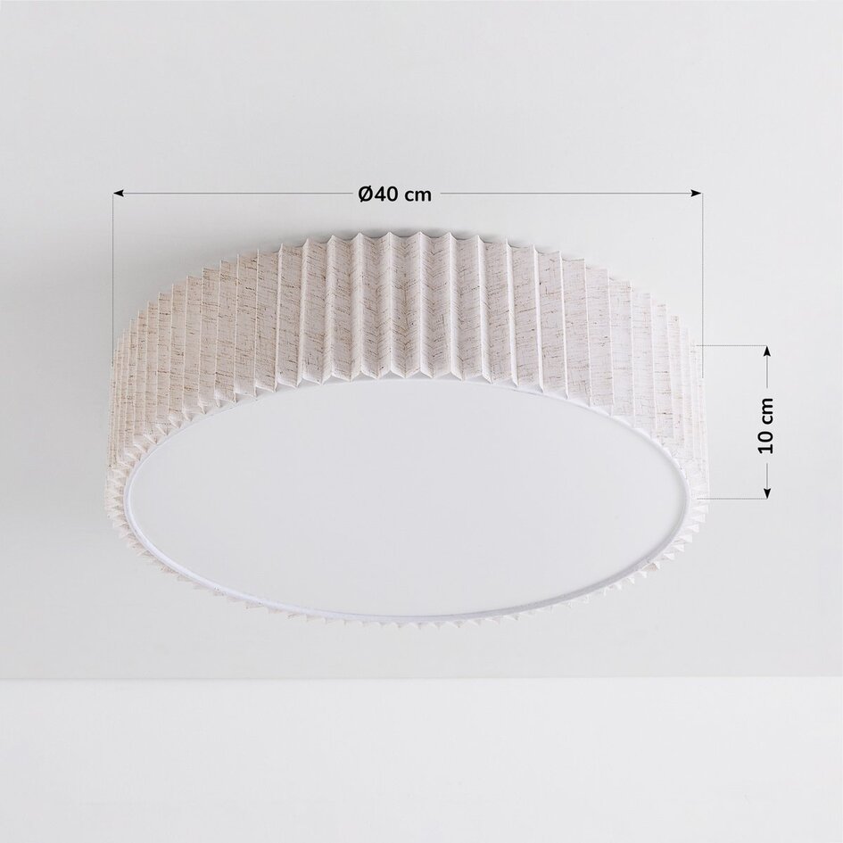 Plafonnier Vexel - abat-jour plissé Ø40 cm - blanc cassé