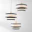 Suspension Luxin à 3 lumières - doubles abat-jour en lin blanc cassé et noir