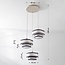 Suspension Luxin à 3 lumières - doubles abat-jour en lin blanc cassé et noir