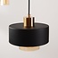 3-lichts hanglamp Ferra in zwart met amber glas en messing details