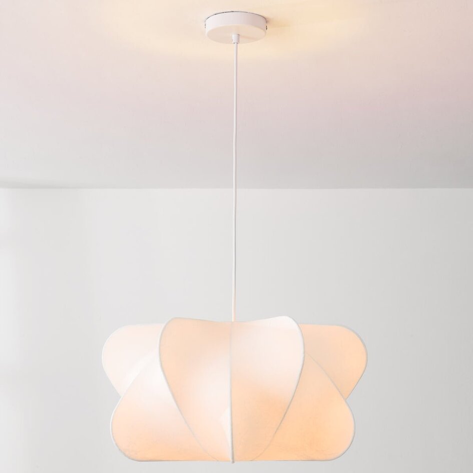 Suspension minimaliste blanche Ame - abat-jour en soie