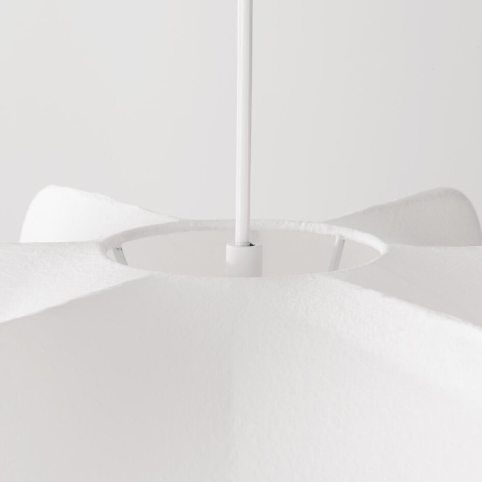 Suspension minimaliste blanche Ame avec abat-jour en soie