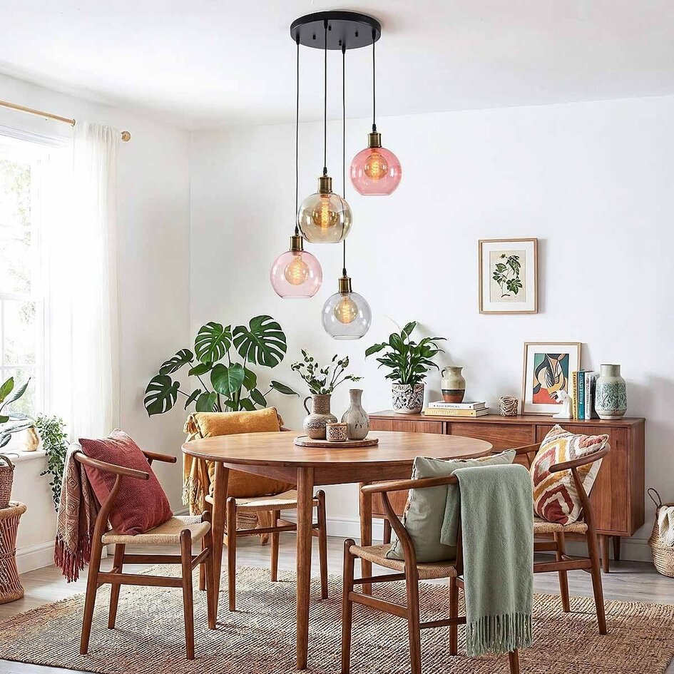 Hanglamp 4-lichts met gekleurd glas - Liya