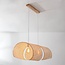 Suspension bambou Brisa à 2 lumières - doubles abat-jour incurvés tressés main
