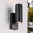 Moderne buitenwandlamp met schemersensor zwart 2-lichts - Zane