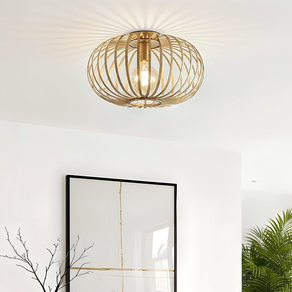 Plafondlamp Fiore - opengewerkte kap, goud