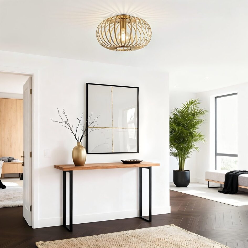 Plafondlamp Fiore - opengewerkte kap, goud