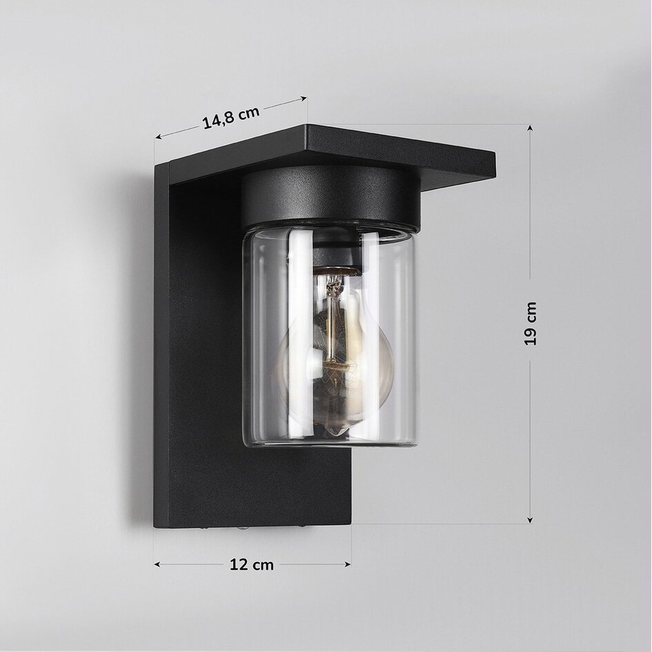 Buitenwandlamp Aniello met schemersensor - zwart