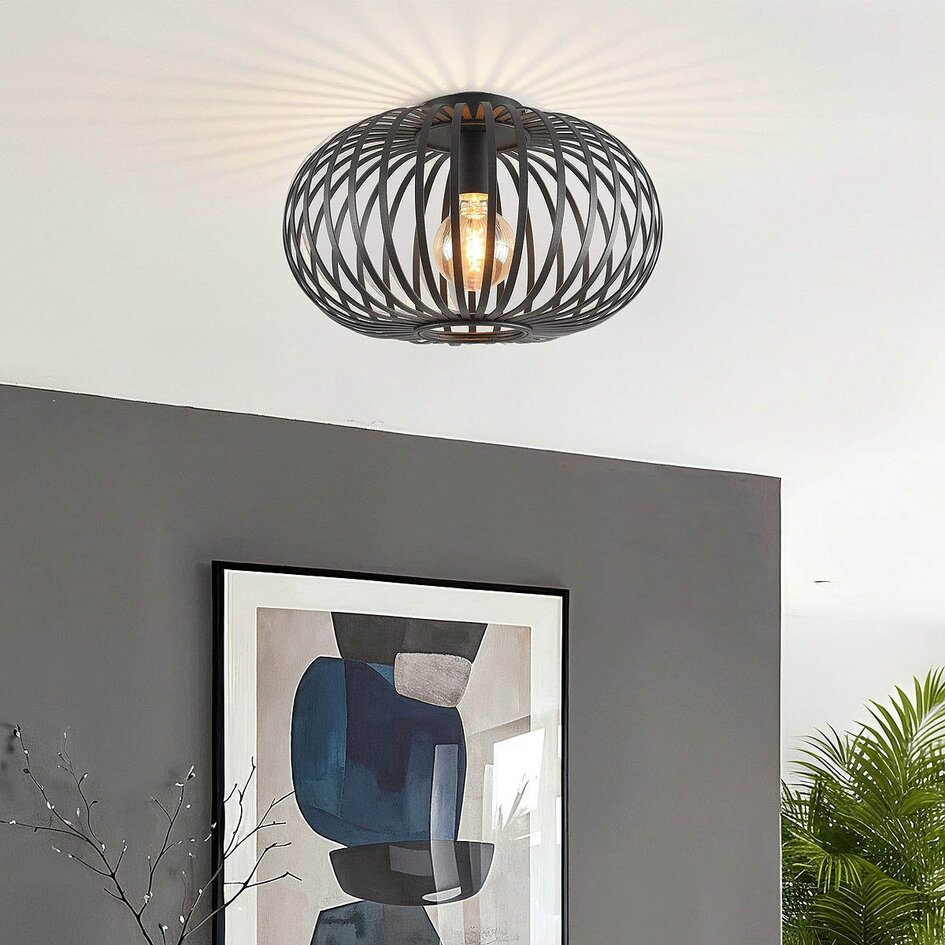 Plafondlamp Fiore - opengewerkte kap, grijs