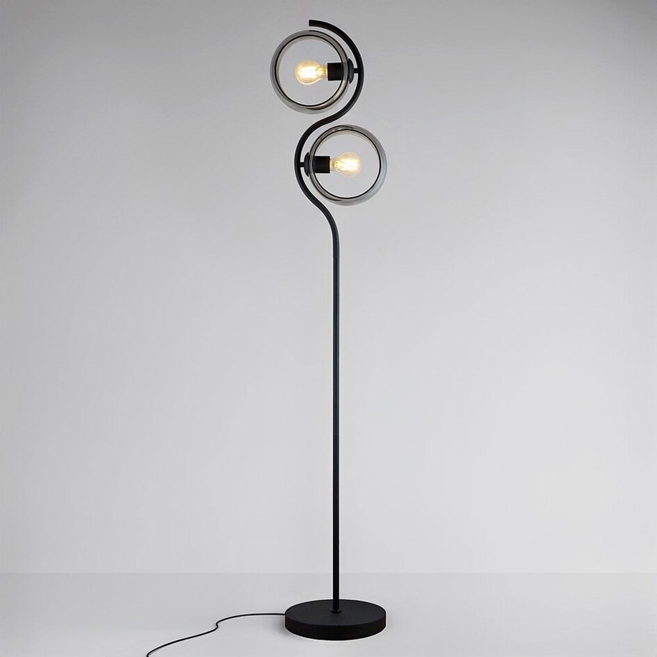 Moderne staande lamp met rond smoke glas - Curvatura
