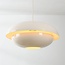 Moderne retro hanglamp Orbia in licht beige hoogglans
