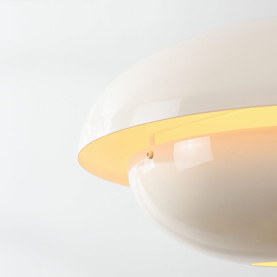 Moderne retro hanglamp Orbia in licht beige hoogglans