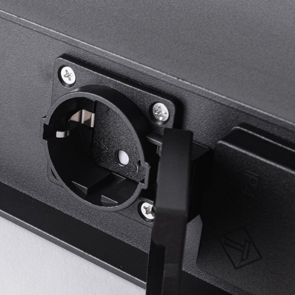 Lampe d'extérieur intelligente avec prise électrique et application Tuya Ute – noire, avec diffuseur et 2 prises électriques