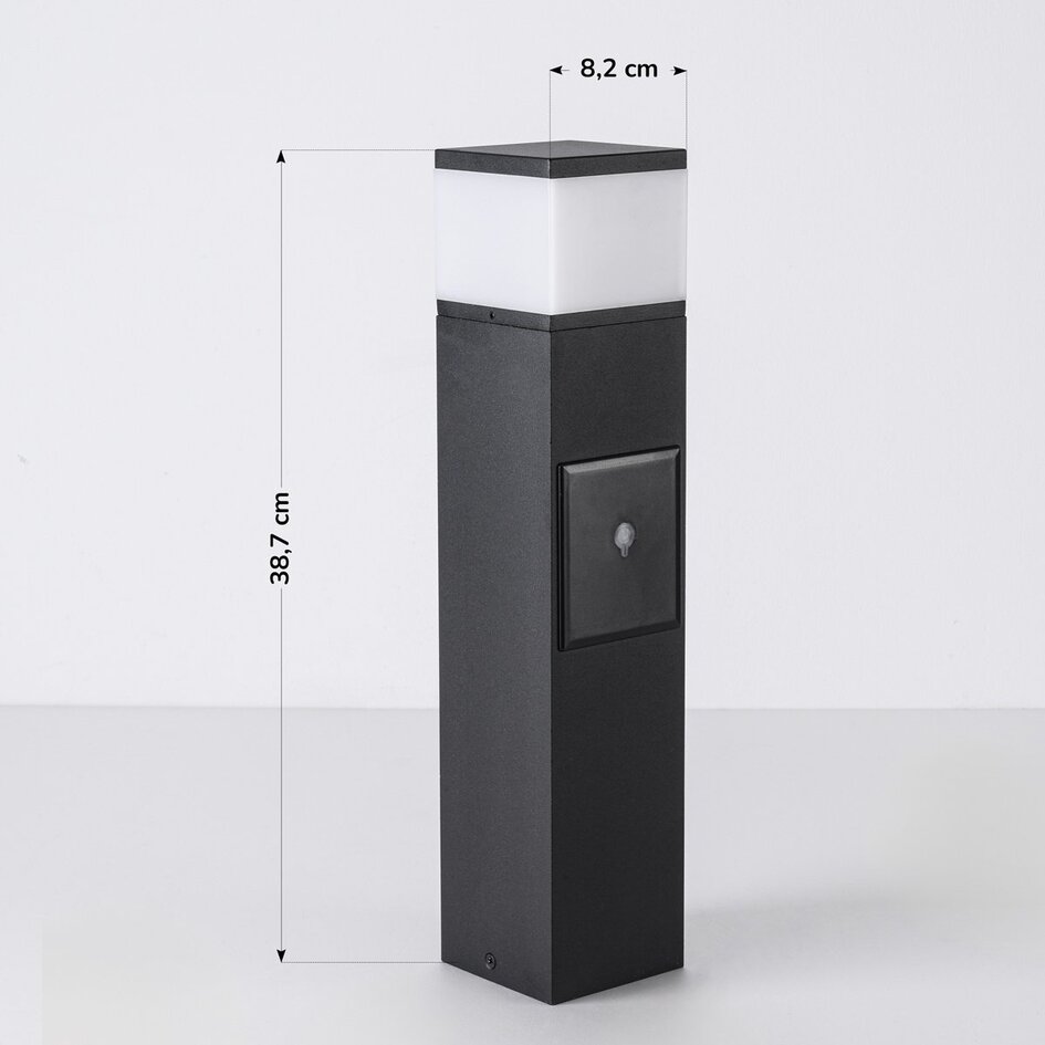 Smart staande buitenlamp met stopcontact en Tuya app Ute – zwart, met diffuser en 2 stopcontacten