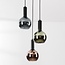 Suspension Imme à 3 lumières - verre fumé bleu-gris, vert et cuivré