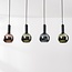 4-lichts hanglamp Imke - grijsblauw smoke, groen en koperglas