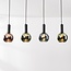 4-lichts hanglamp Imke - grijsblauw smoke, groen en koperglas
