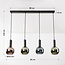 4-lichts hanglamp Imke - grijsblauw smoke, groen en koperglas