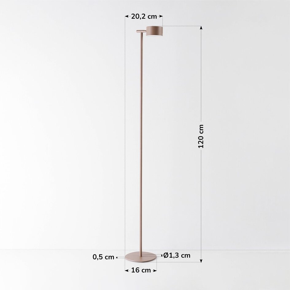 Vloerlamp Zinc met oplaadbare leeslamp, touch dimmer en geïntegreerde LED - taupe