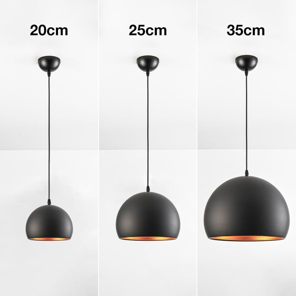 Lampe suspendue moderne ronde noire avec or - Goldy