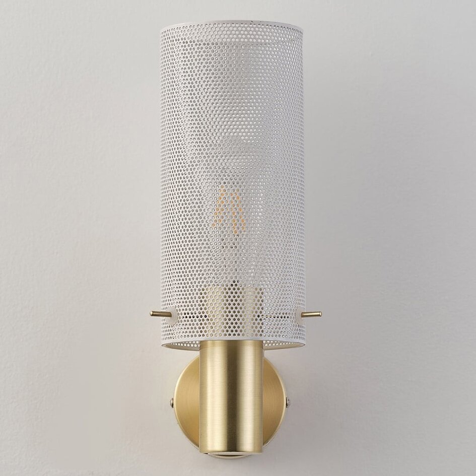 Wandlamp Malha - gouden armatuur met geperforeerde kap