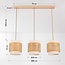 Suspension Bris en rotin avec trois abat-jours en tissu crème