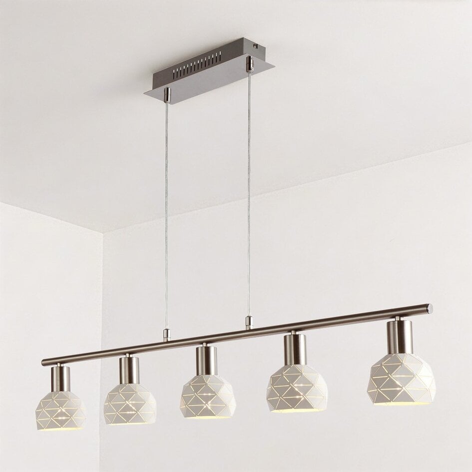 Suspension moderne Alabaster 5 lumières en blanc