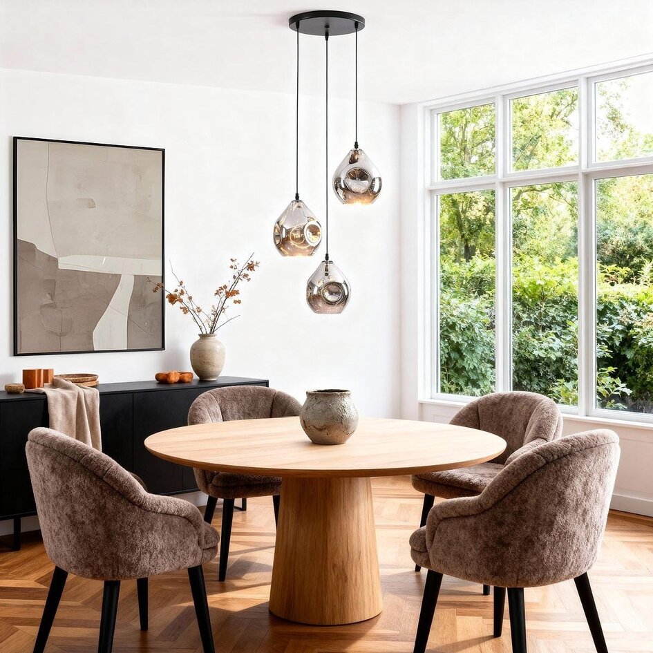 Suspension design avec verre fumé, 3 lumières - Frank