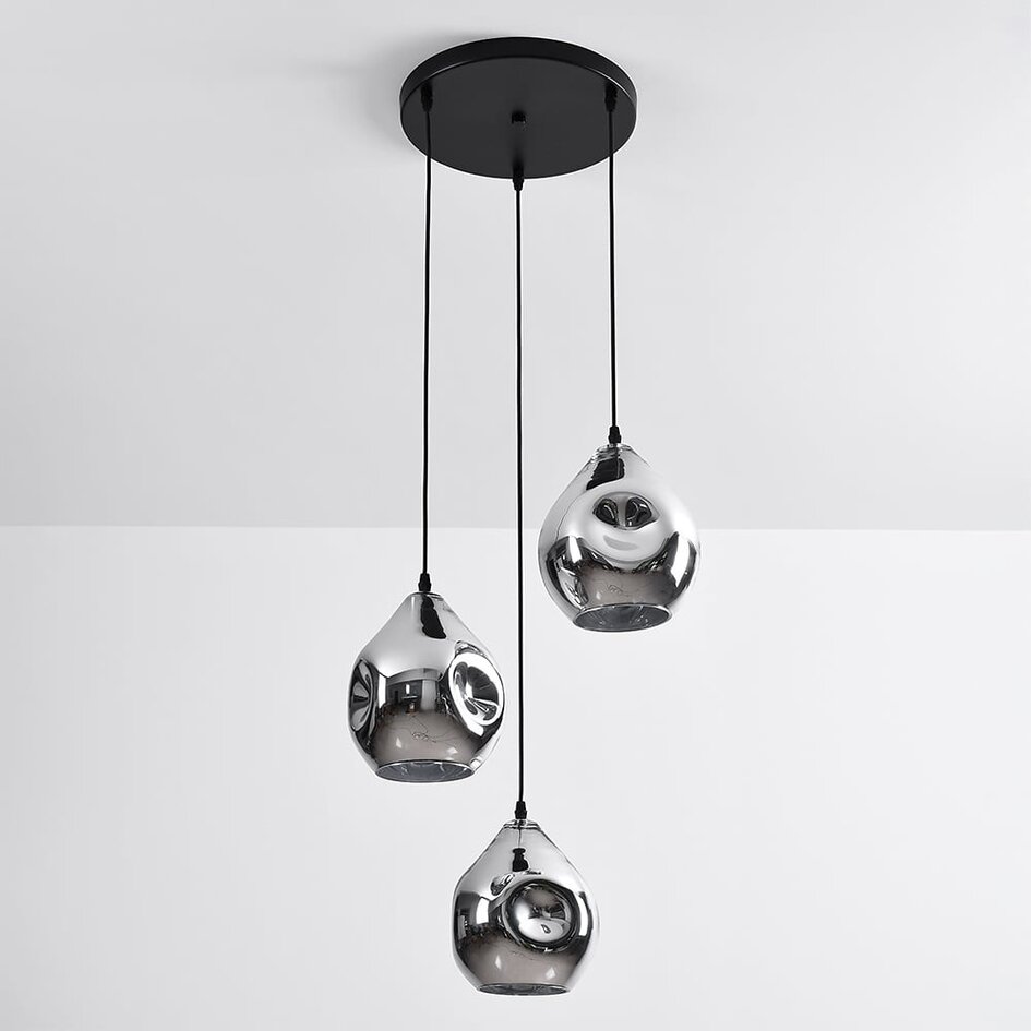 Suspension design avec verre fumé, 3 lumières - Frank