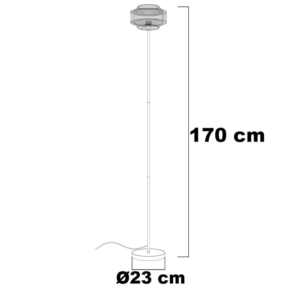 Zwarte staande lamp met opengewerkte kap - Julian