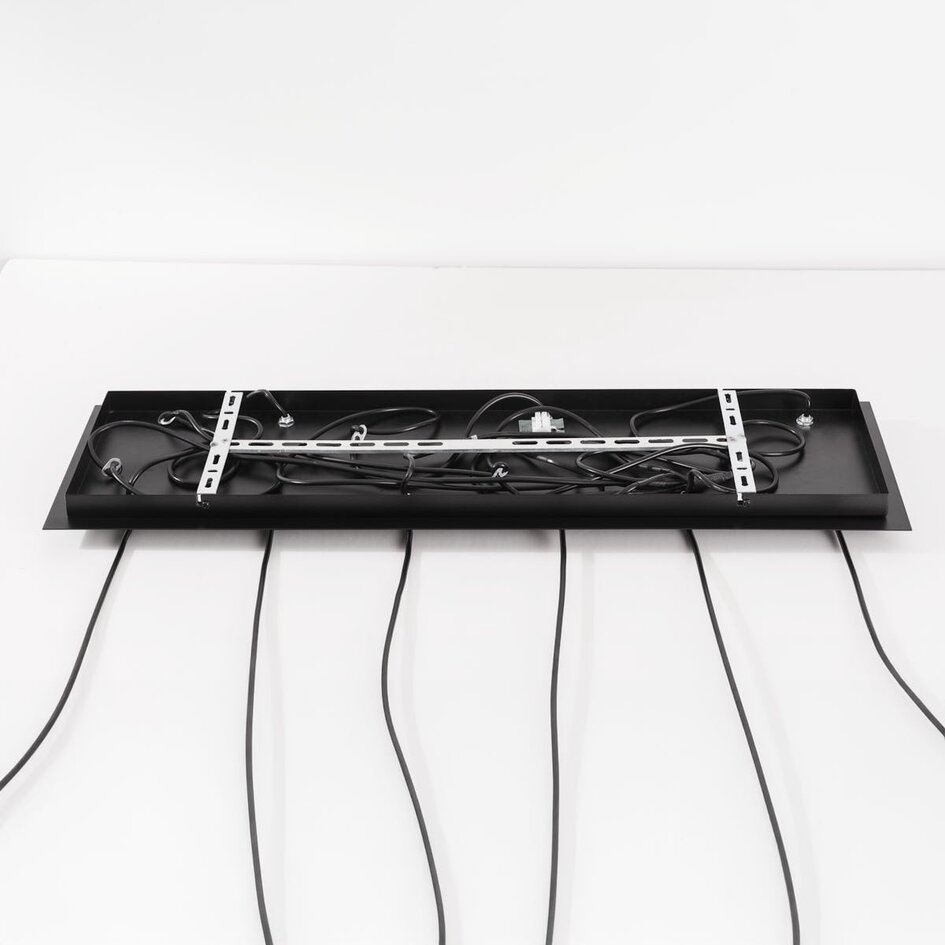 Suspension à 6 lumières Phora avec verre fumé et verre ambré et accents dorés