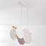 3-lichts hanglamp Zenna - natuurlijk linnen met hout en witte accenten
