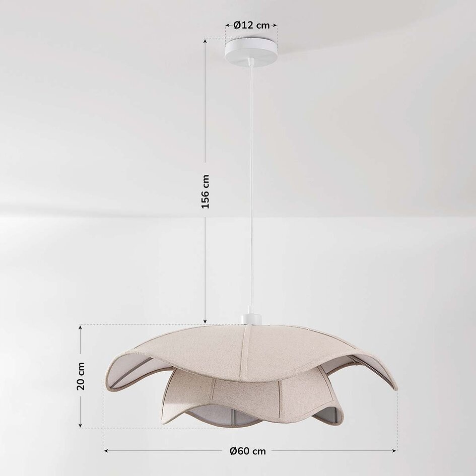 Suspension Vea avec abat-jour en lin beige organique