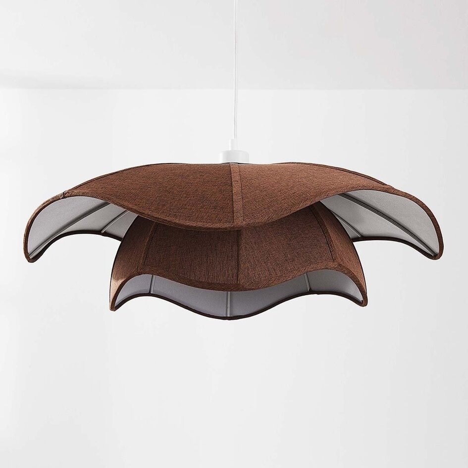 Hanglamp Vea met organische linnen kap in warm bruin