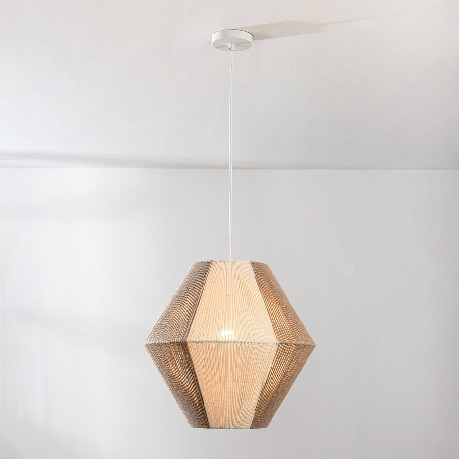 Suspension naturelle Tarima en coton tressé couleur crème et café