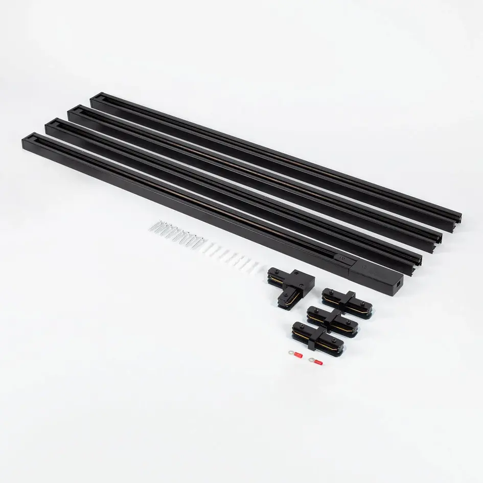 Système de rail moderne monophasé de 3 mètres avec spots Nexu 4000K - noir