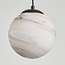 Design hanglamp Marbelle zwart met marmerlook glas – 3-lichts