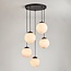 5-lichts moderne hanglamp Marbelle zwart met marmerlook glas