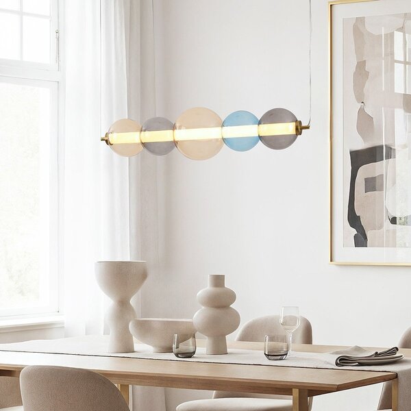 Suspension design Movar avec LED et boules en verre colorées - dimmable par triac
