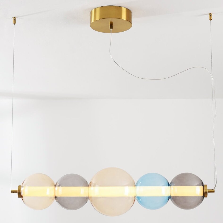 Design hanglamp Movar met LED en gekleurde glazen bollen - triac dimbaar