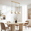 Suspension Tessra avec trois boules aspect marbre et accents dorés en laiton