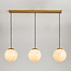 Hanglamp Tessra met drie marmerlook bollen en messing gouden accenten