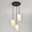 3-lichts hanglamp Vetra met marmerlook glazen kappen – messing goud en zwart