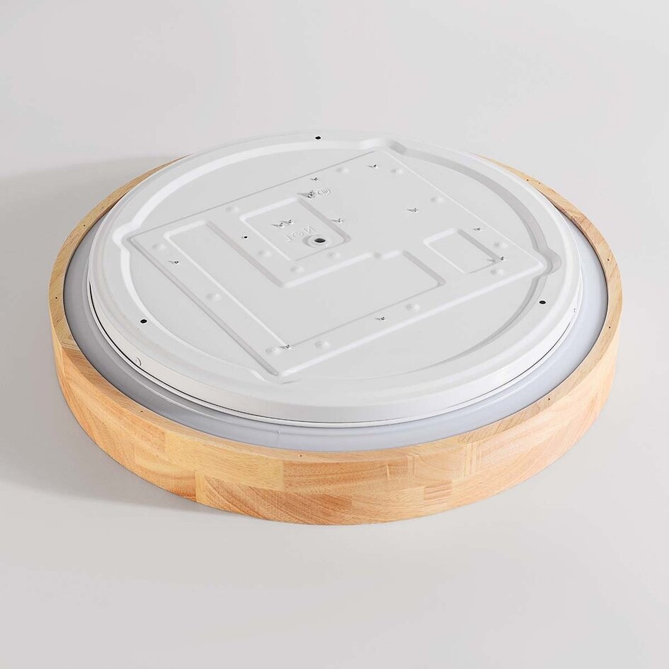 Plafonnier dimmable à 3 étapes Tirano, noir avec finition aspect chêne – Ø41 cm