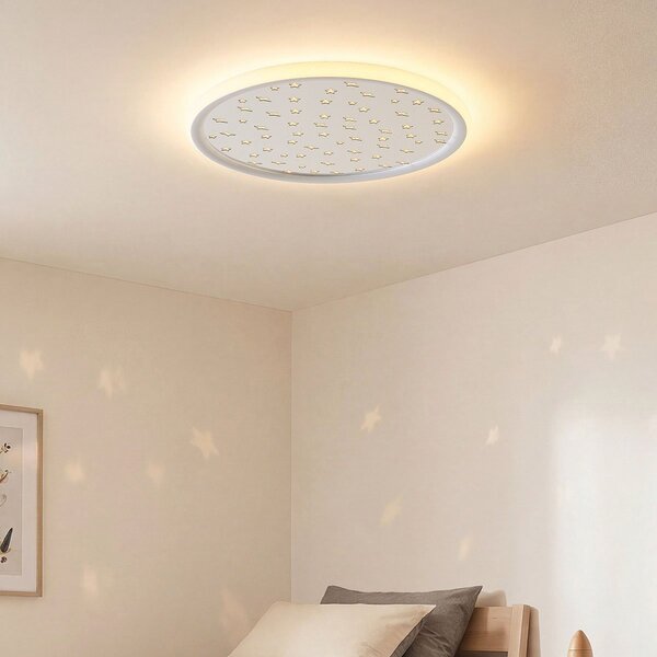 Witte plafondlamp Noctis voor kinderkamer met sterrenpatroon, 3-staps dimbaar Ø40 cm