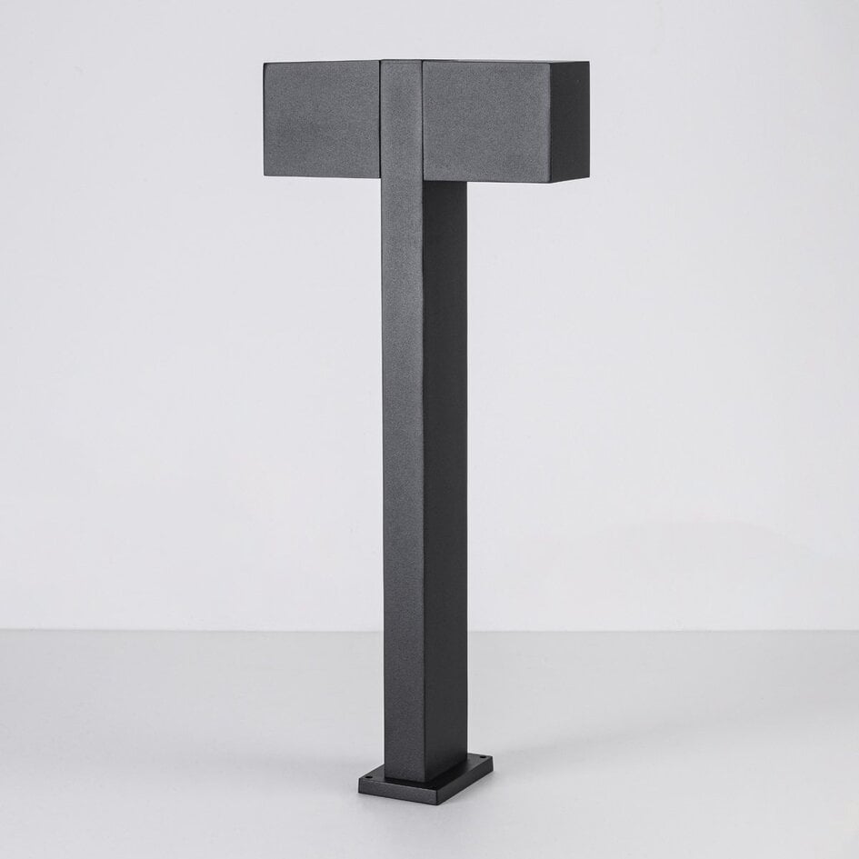 Lampe d'extérieur sur pied Simone à deux têtes carrées noire