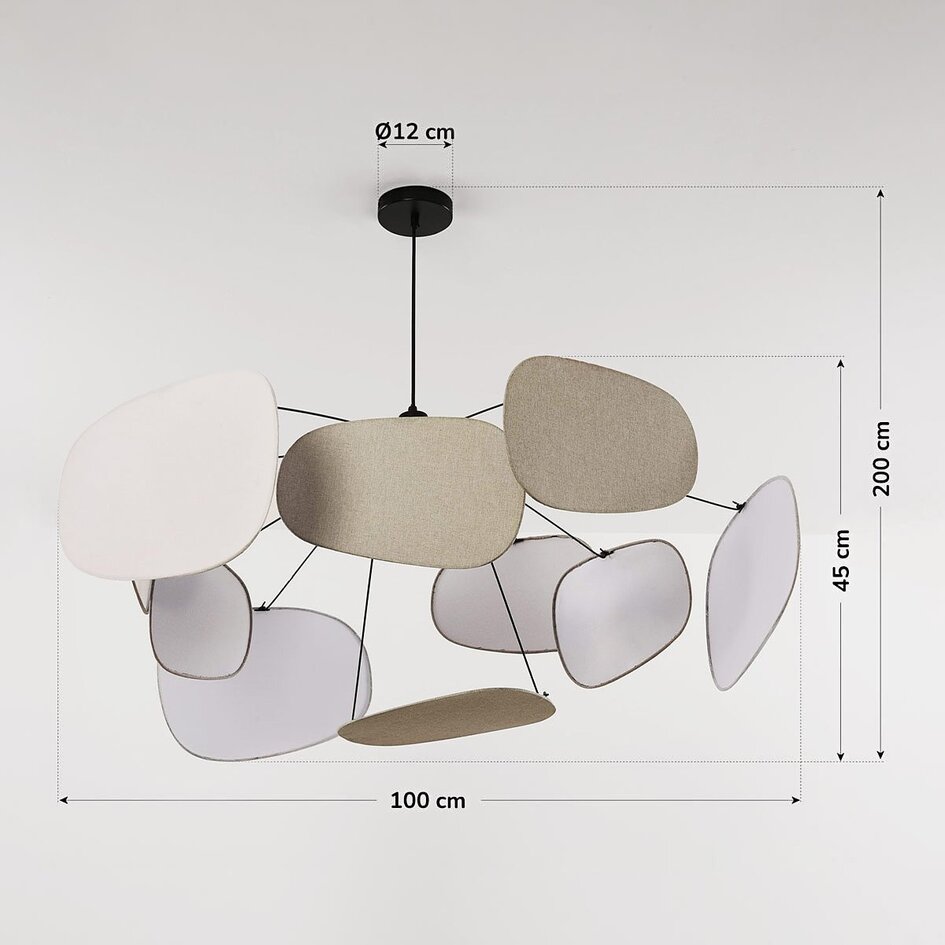 Suspension Zandor avec panneaux en lin - blanc et gris clair