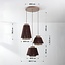 Boho 3-lichts hanglamp Yra met katoentouw in warme taupe en donkerbruin