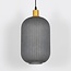 Retro hanglamp Doran van geribbeld glas - grijs en goud